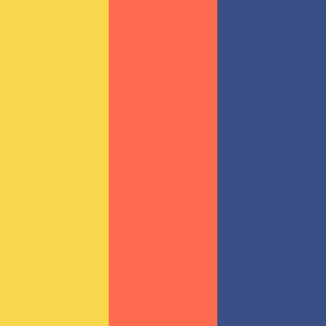 Download vibrant blue red yellow color palette PNG image (square)