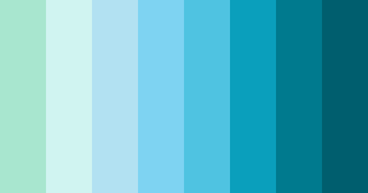 Download shades of blue green color palette PNG image (landscape)