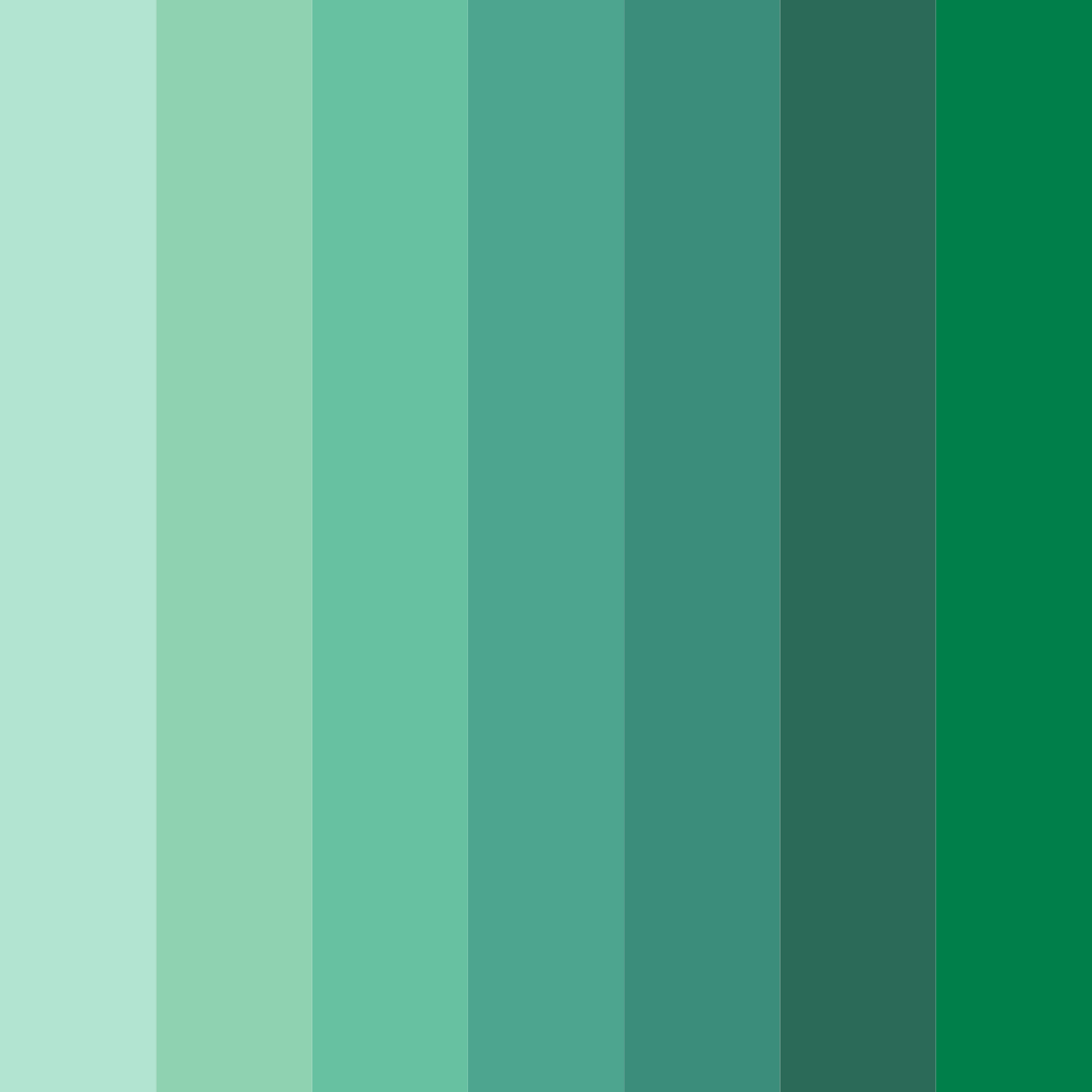 Download shades of green color palette PNG image (square)