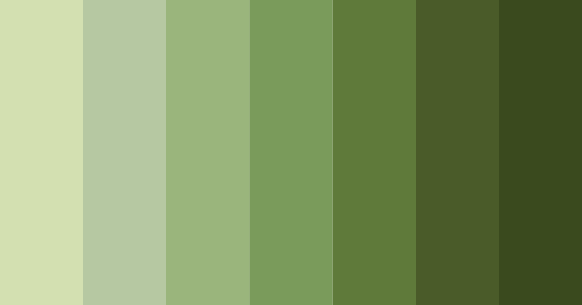 Download shades of olive green color palette PNG image (landscape)