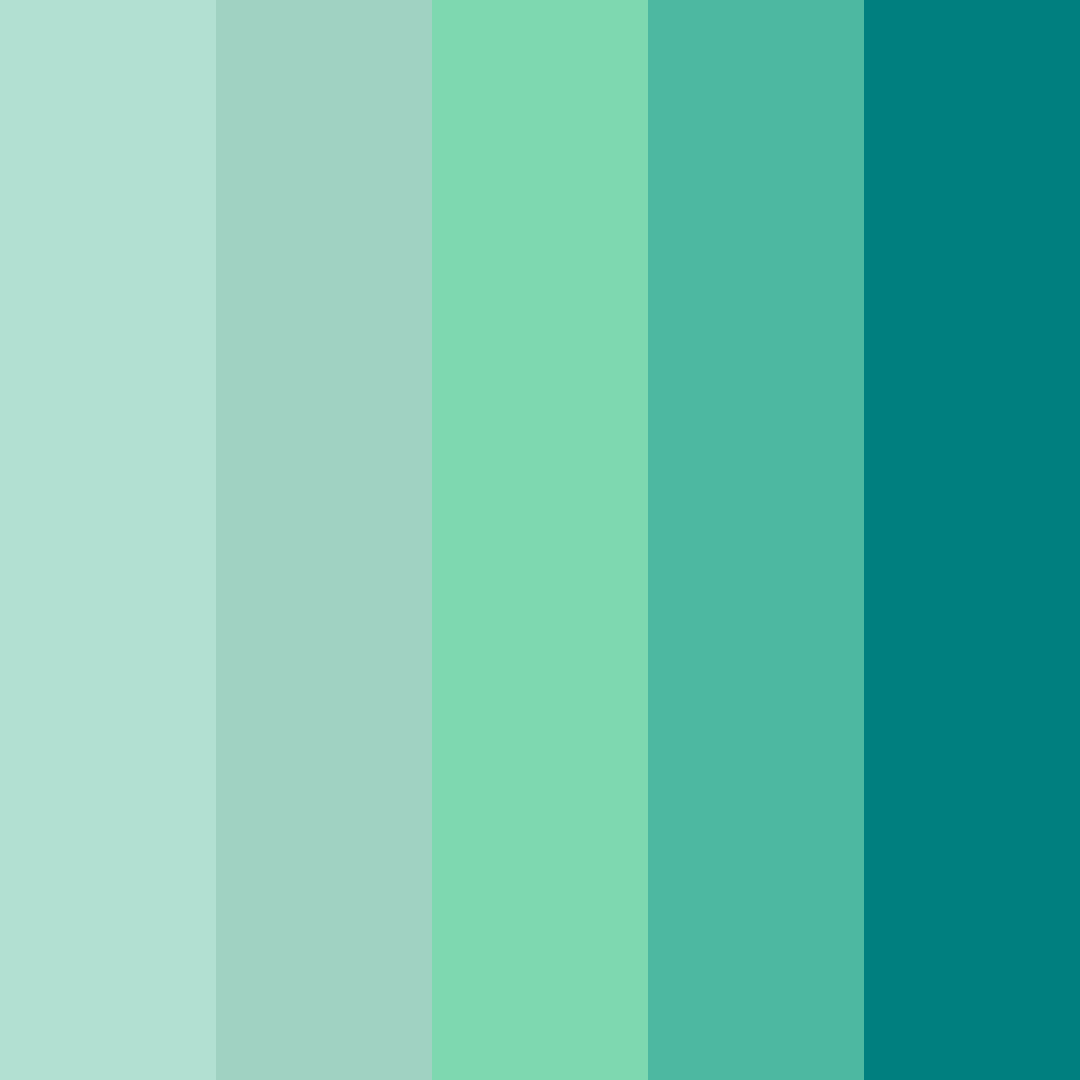 Download shades of seafoam green color palette PNG image (square)