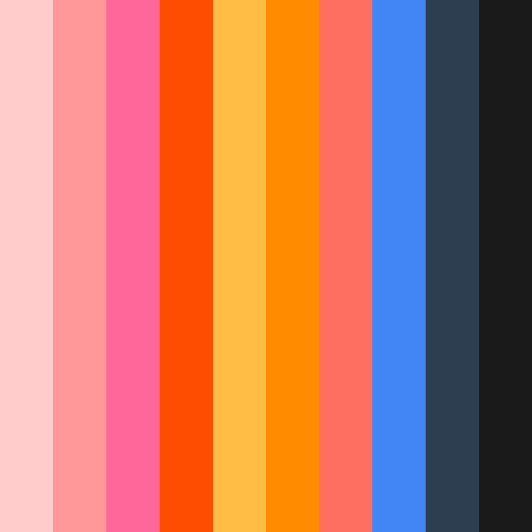Download vibrant blue orange pink color palette PNG image (square)