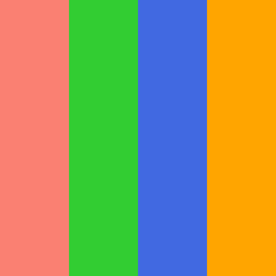 Download salmon green royal orange color palette PNG image (square)