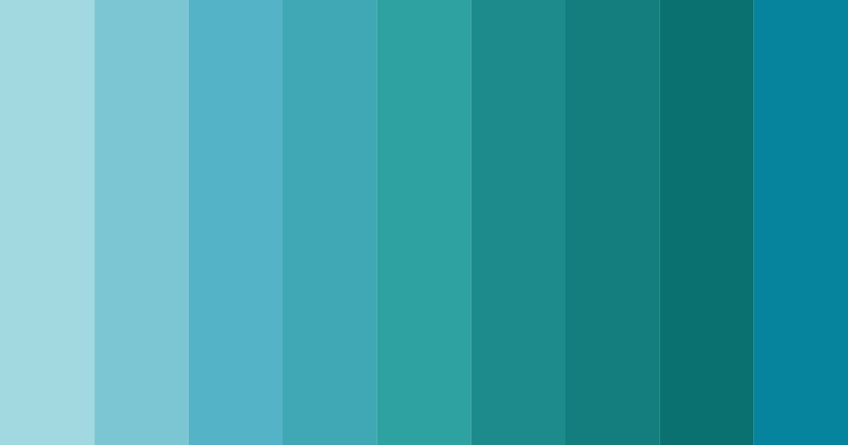 Download shades of teal color palette PNG image (landscape)