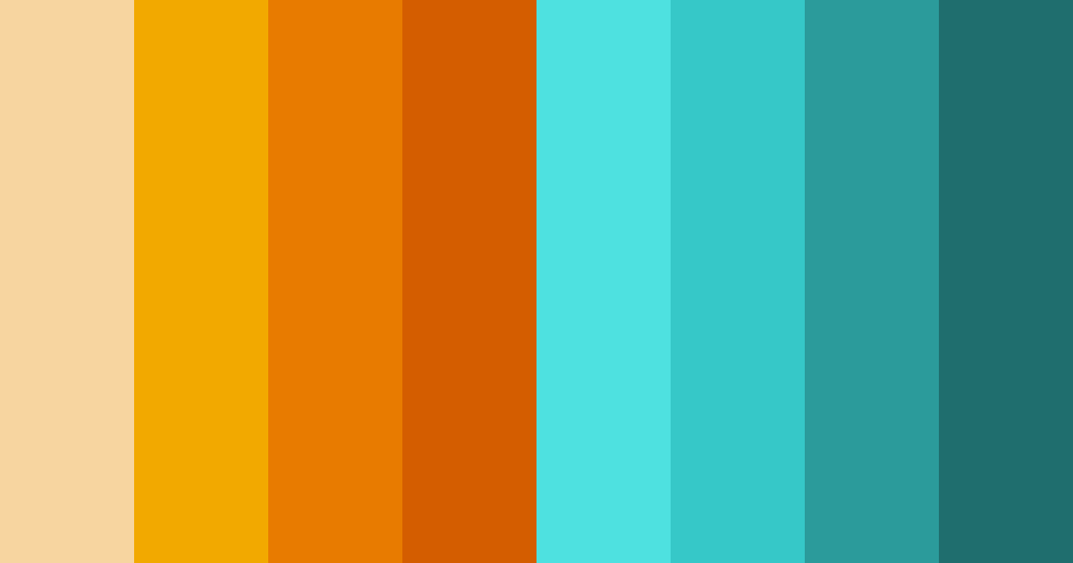 Download teal and tangerine delight color palette PNG image (landscape)