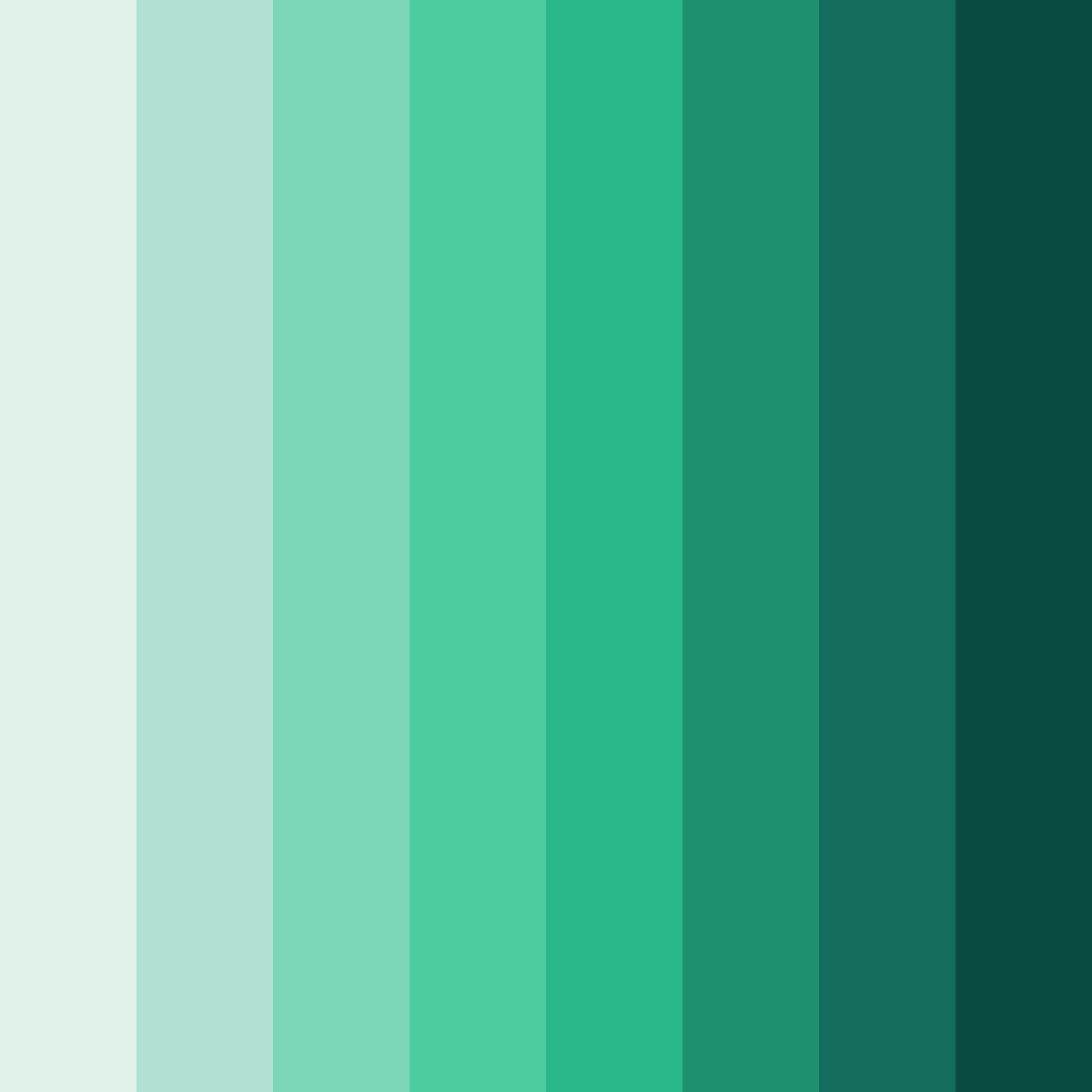 Download shades of green color palette PNG image (square)