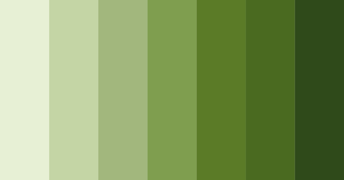 Download shades of olive green color palette PNG image (landscape)