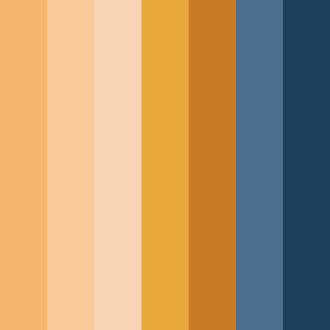 Download dark blue to pastel orange gradient color palette PNG image (square)