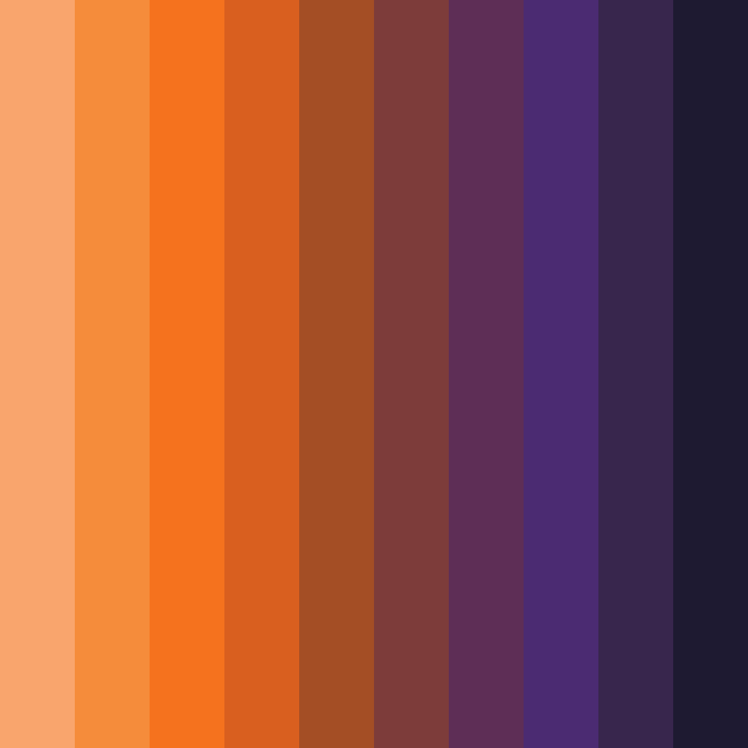Download orange to violet shades color palette PNG image (square)