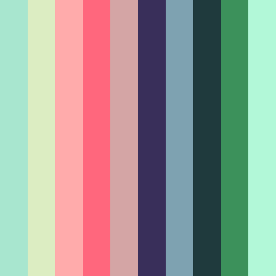 Download shades of green pink blue color palette PNG image (square)