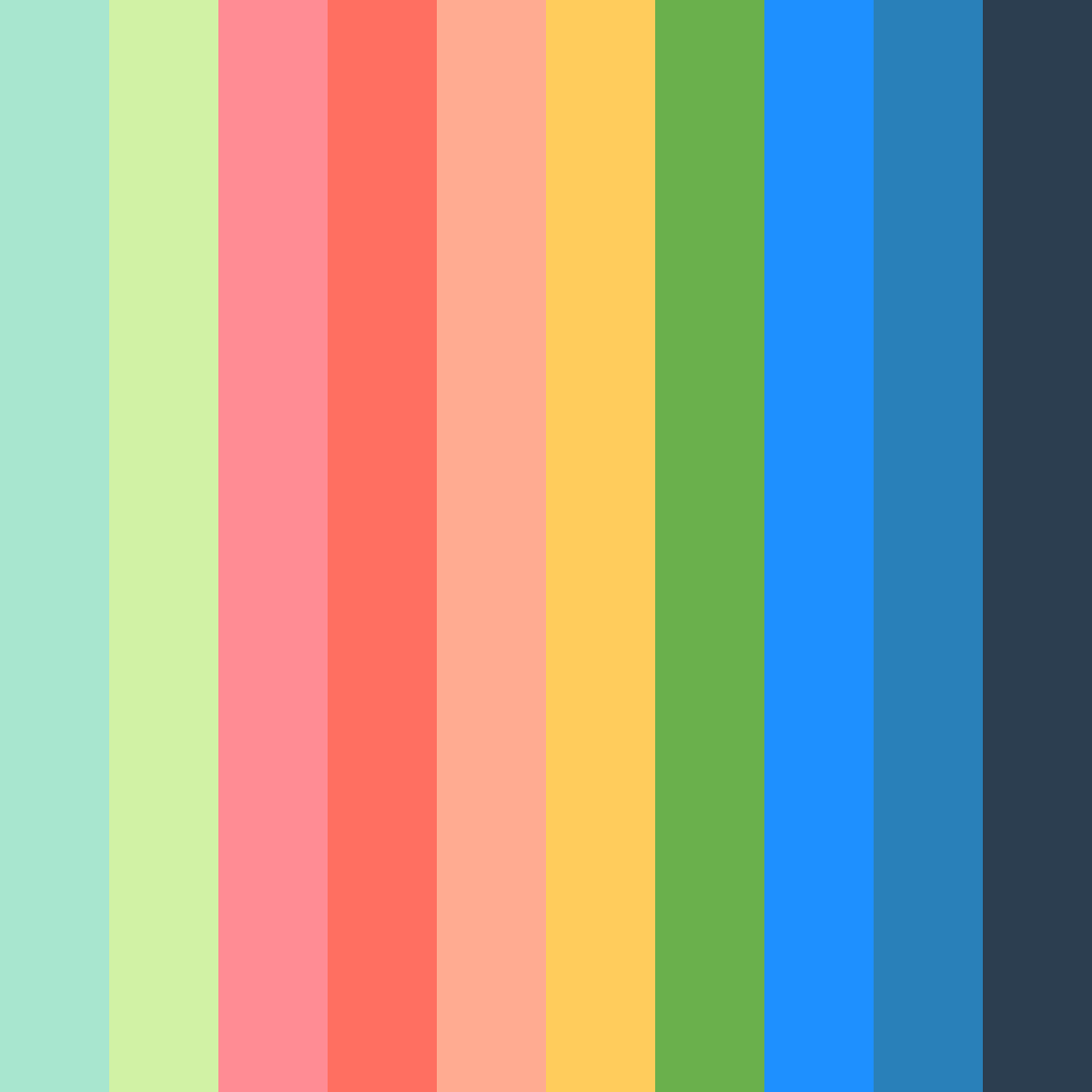 Download shades of blue green red color palette PNG image (square)