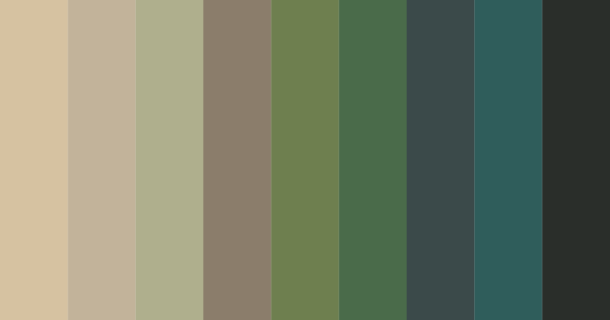 Download earthy greens color palette PNG image (landscape)