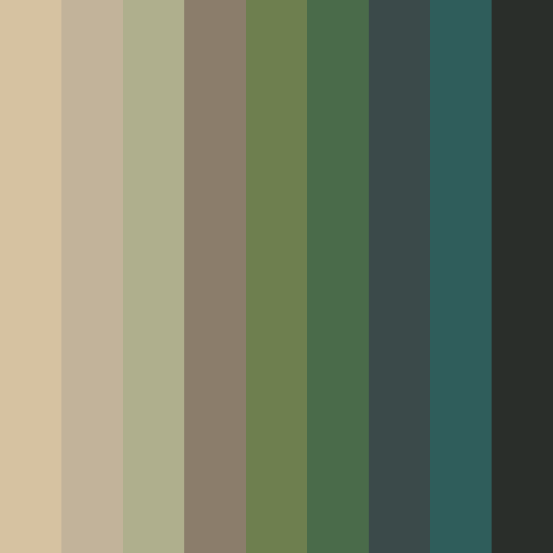 Download earthy greens color palette PNG image (square)