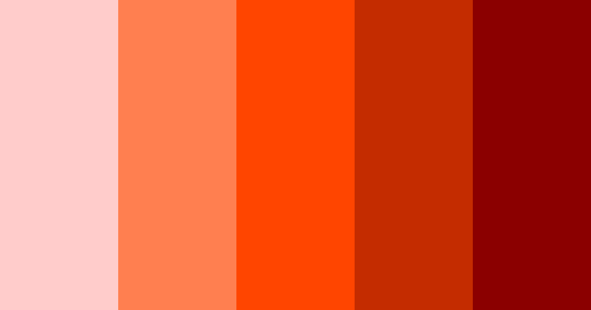 Download shades of orange red color palette PNG image (landscape)